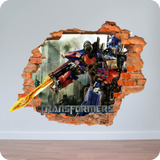 Vinilo Pared Rota 3d Optimus Prime Transformers100x100