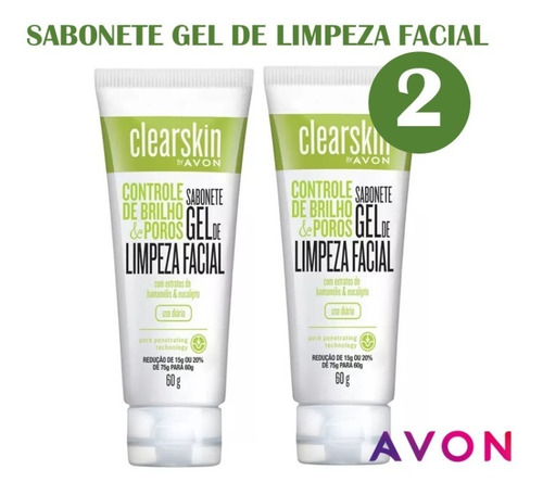 Kit 2 Sabonete Gel Limpeza Facial Controle De Brilho E Poros