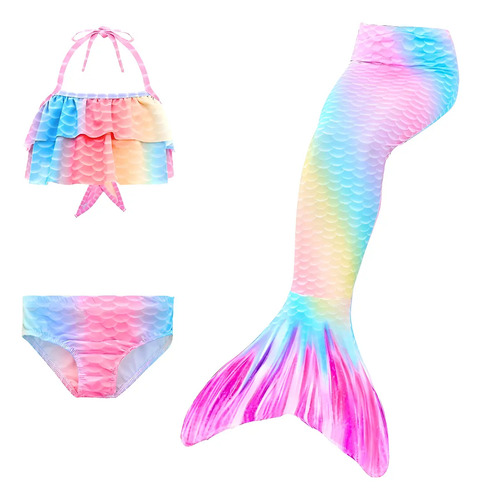 Traje De Baño Niñas Cola De Sirena Bikini Cosplay Nadar Ropa