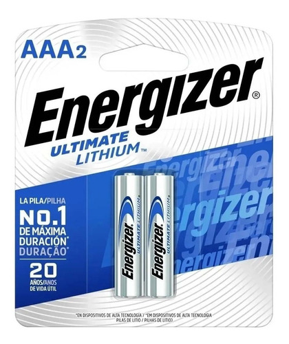 2 Pilas Aaa Energizer Ultimate Lithium L92 Cilíndrica 