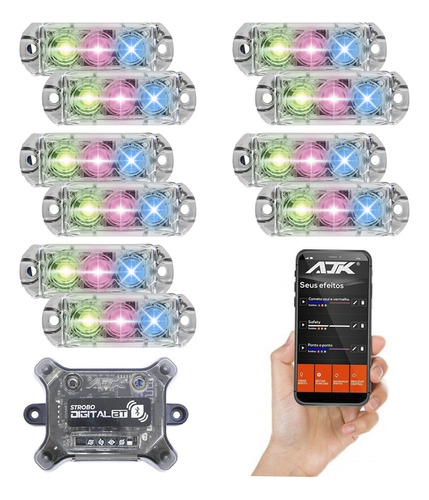 Novo Strobo Ajk Com Bluetooth + 10 Faróis De 6w Lançamento