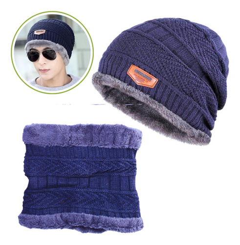 Gorro De Inverno Toca Cachecol Gola Frio Lã Forro Pelúcia