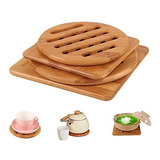 Trivet De Bambú Natural Mat Set, Cocina De Madera Caliente D