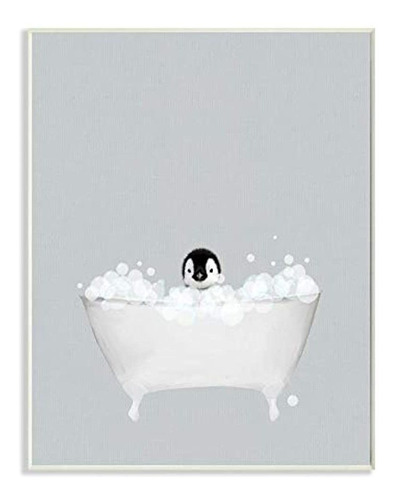 Cuadro Placa De Pared Con Diseño De Pingüino Azul De Baño