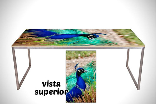 Vinilo Para Mesa Pavo Real Animal Natural Color Pluma M11