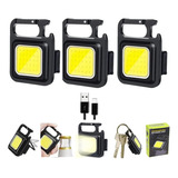 3x Linterna Led Cob | Llavero Gancho Luz Usb Mini Light