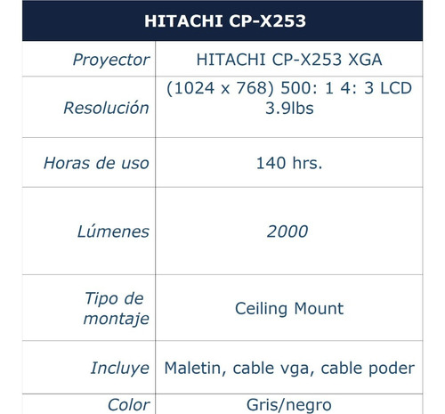 Remate  Proyector  Hitachi Cp-x253 