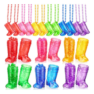 12pcs Mini Vasitos Botas Vaqueras Collares Set Para Fiesta Muticolor