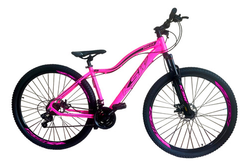 Bicicleta  Ksw Mwza Aro 29 17  21v Freios De Disco Mecânico Câmbios Shimano Tz Cor Rosa/preto