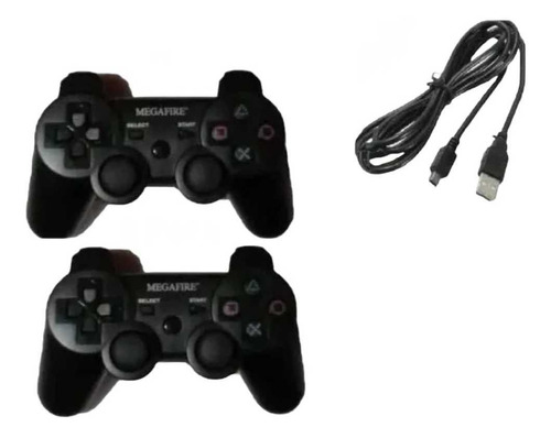 2 Control Ps3 Inalambrico+ 1cable De Carga De 3 Mts Megafire