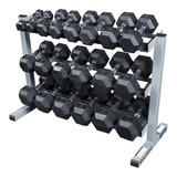 Rack Con 13 Pares De Mancuernas Hexagonales 3-50 Lbs Gym