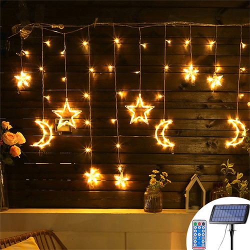 Lámpara De Cortina Moon Star, Cadena De Luz Led Solar Con Co