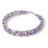 Pulsera  Flor Con Cristales Swarovski Color Violet Ab 2x