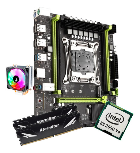 Kit Gamer Placa Mãe X99 Atermiter P4 Xeon E5 2650 V4 64gb 