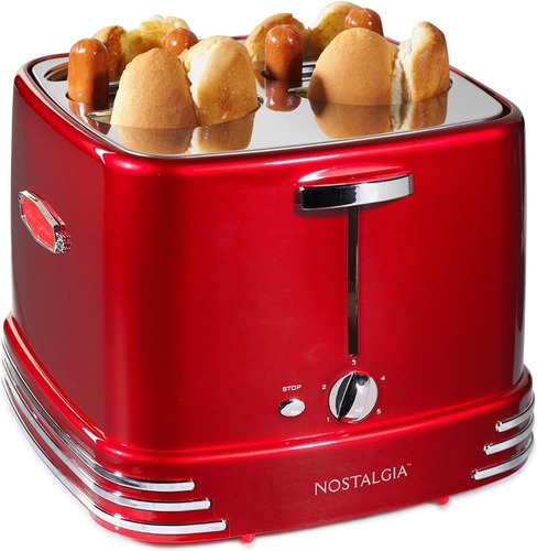 Tostador Retro Series Pop-up Hot Dog Rojo Nostalgia 4 Pzs