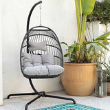Swing Egg Chair Con Soporte Para Interior Y Exterior Mimbre 