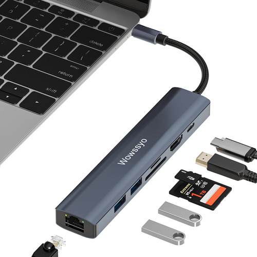 Adaptador Usb C A Hdmi 4k Ethernet Usb 3.0 Tipo C, 7 En 1