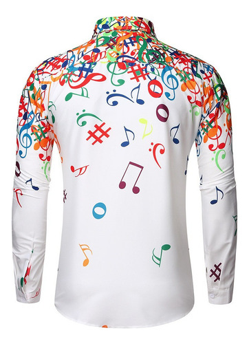 Camisa De Manga Larga Creativa Con Estampado De Notas Musica