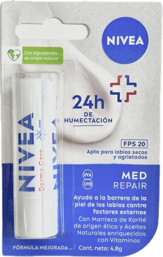 Nivea Protector Labial Derma Care Con Fps20 Humectante 