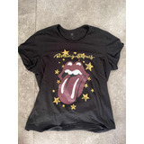 Remera De Rolling Stones Negra Con Estrellas