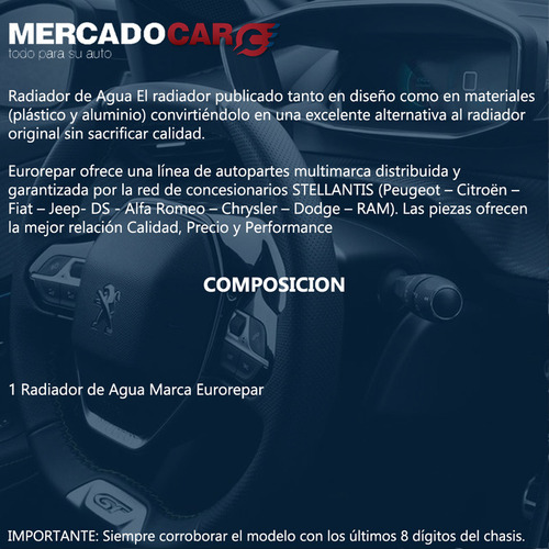 Radiador Agua Citroen Xsara Picasso 1.6 Hdi Eurorepar Foto 2