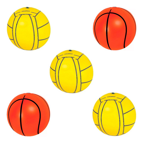 Pack X5 Pelota Playera Deporte Inflable Playa Pileta 66018