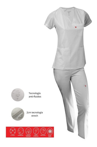 Uniforme Medico Quirúrgico Strech Antifluido Scrub Dama 