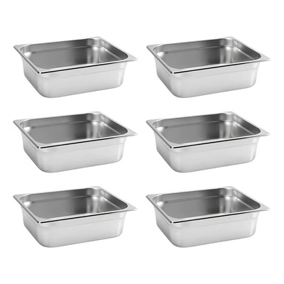 Arol Inserto Contenedor De Acero Inoxidable 1\u002F2x10, 32.5x26.5x10 Cm, Certificado Nsf - Pack De 6 | Meses sin interés