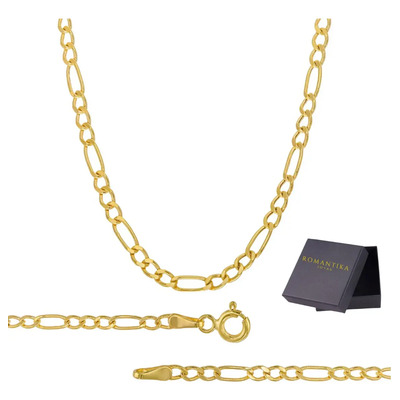 Cadena Collar Figaro 3x1 Oro 14k Kilates 2.8mm Unisex Italy Amarillo | Envío gratis