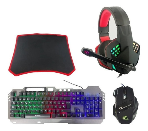 Kit Gamer Pc Teclado Metal Mouse Audifono Mousepad K1099 D