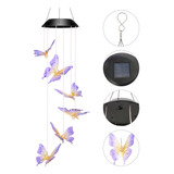 Lámpara De Araña Con Carillón De Mariposa Morado Y Amarillo