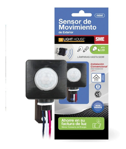 Sensor De Movimiento Exterior 120º 500w Rango 6 A 12mts 