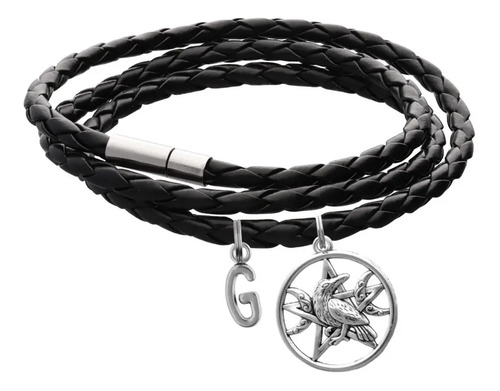 Pulsera Pentagrama Cuervo Brazalete Dije Gótico Wicca Letra
