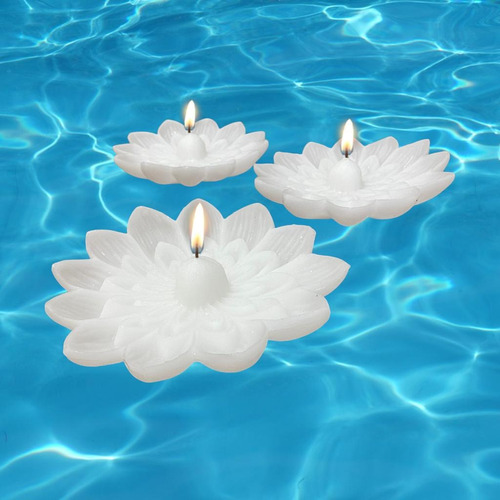 Set X 3 Vela Loto Flotante Aromatizada 20cm C/u Ideal Pileta