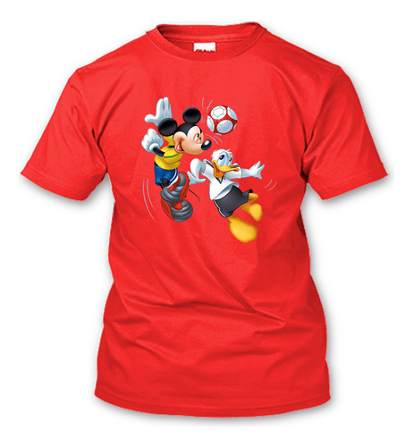 Playera Mickey Mouse Con Pato Donald Futbol