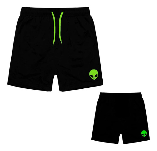 Kit Pai E Filho Shorts Iguais Bermuda Tactel Masculina