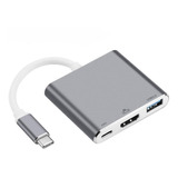 Adaptador Ficha Tipo C A Hdmi Y Usb 3.0 Notebook Audio Video