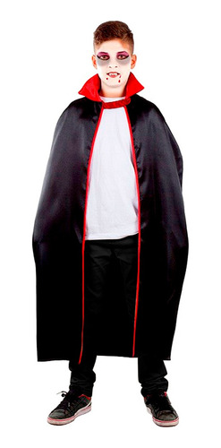 Capa Con Cuello Rojo Niño Disfraz Halloween 90 Cm
