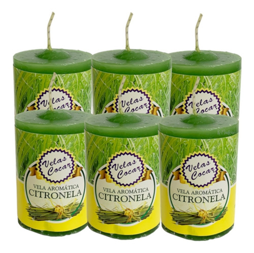 Kit 06 Velas Aromática Citronela 125g Repelente Natural