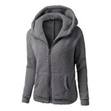 Chaqueta Con Capucha De Sherpa De Color Liso Para Mujer