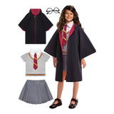 Disfraz De Harry Potter Para Niñas Uniforme Escolar De Magia De Bruja Para Niñas Bata De Bruja Falda Camisa Accesorios Para Cosplay De Halloween