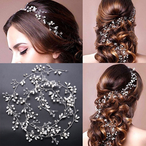 Tocado Tiara 35cm Novia 15 Perlas Cristales Piedras Art 04