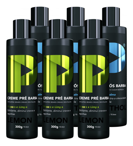 Kit Creme Pré E Pós Barba Play Barber Facial Atacado 6 Unida