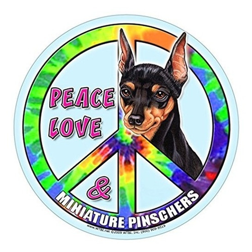 Pinscher Miniatura 5  Imán Del Perro Del Hippie Redondo Con 