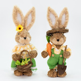 Casal De Coelhos De Páscoa Decoração Coelhinhos Floridos 33c