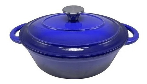 Olla Ovalada De Hierro Esmaltado Vonne Azul 30 Cm