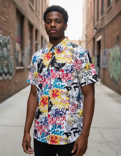 Camisa Eighty Eight Graffiti Hombre Casual Algodón