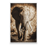 Quadro Elefante Com Moldura África Sépia Enorme 150x100 Sala