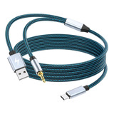 Cable Auxiliar Usb C A 0.138 In Con Cargador, 2 En 1 Usb C A