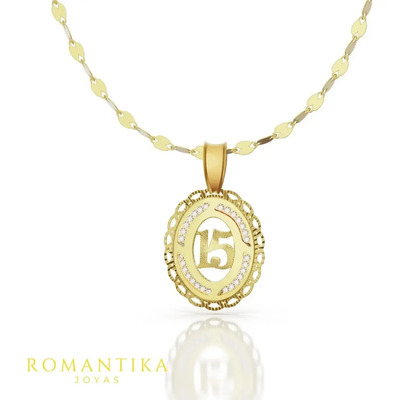 Medalla 15 Años Oro 10k Con Cadena 45cm Oro 10k Italy Color Dorado | Envío gratis
